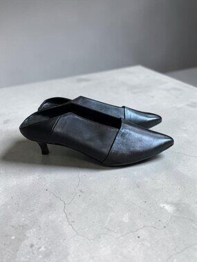 THAKOON By Naadam Black Leather Kitten Heels Mules Size 39 US 9 NEW NWOB